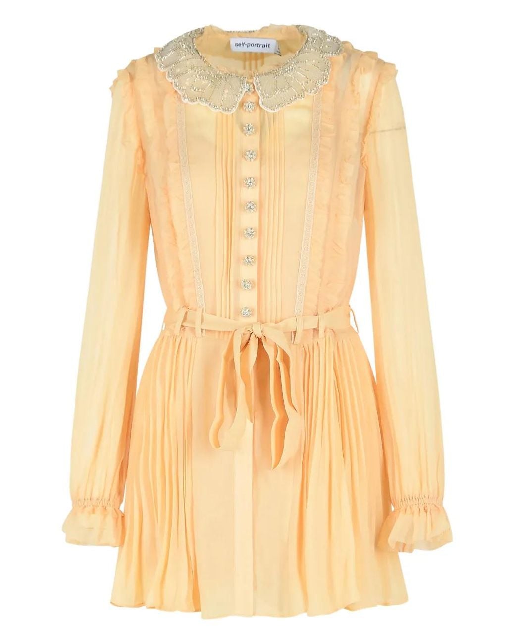 Self-Portrait Yellow Short Pleated Dress