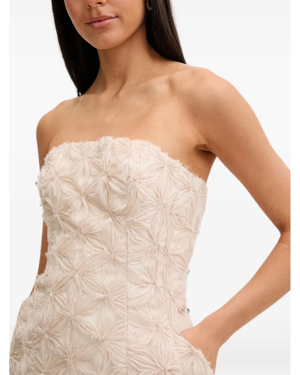 Bardot Pink Karoline Strapless 3D-Floral Mini Dress