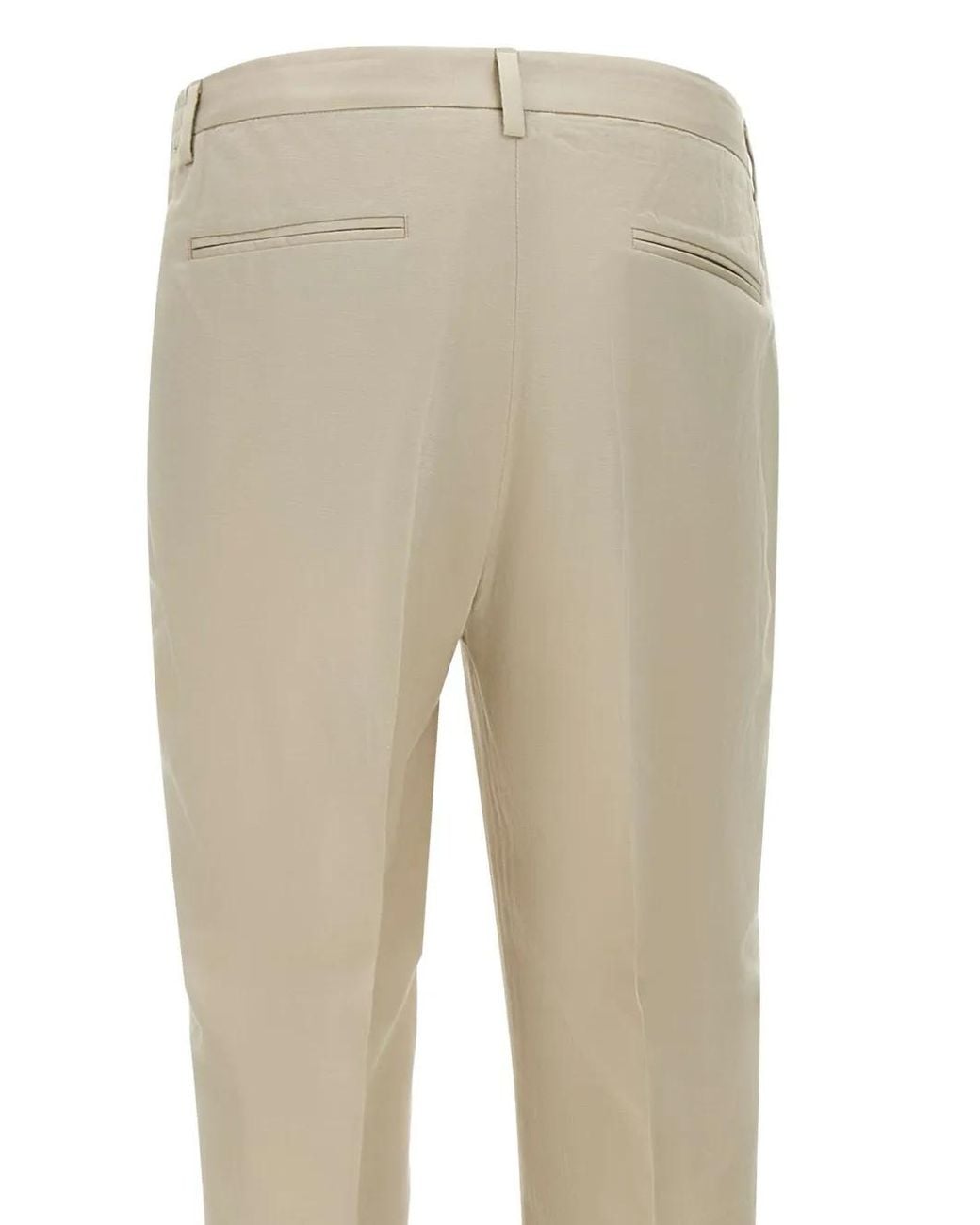 Devore Natural Pleated Turn-Up Trousers for men