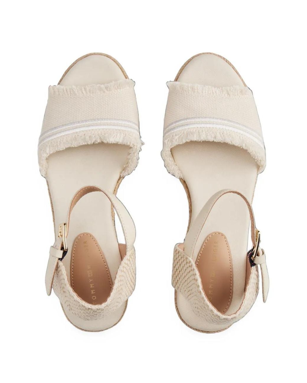 Tommy Hilfiger Natural Espadrilles Compensées À Finitions Franches
