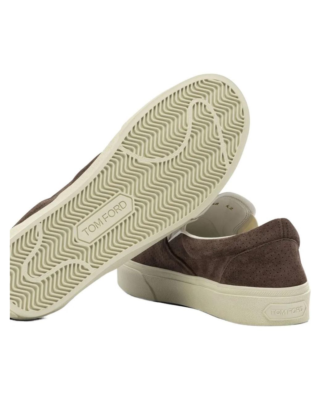 Tom Ford Brown Suede Slip-On Sneakers for men