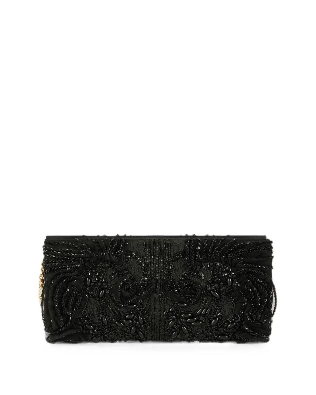 Elisabetta Franchi Black Satin Clutch Bag With Crystals