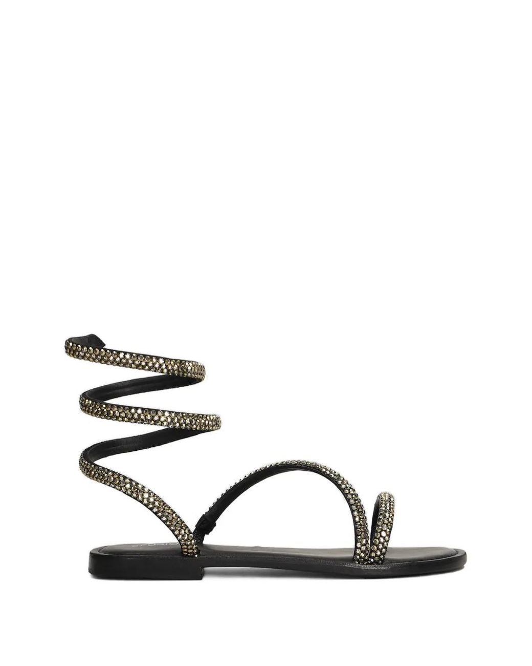 Fusion Black Crystal-Embellished Wrap-Around Sandals