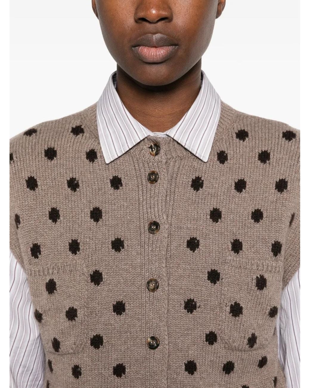 Vanisé Brown Polka-Dot Knit Vest
