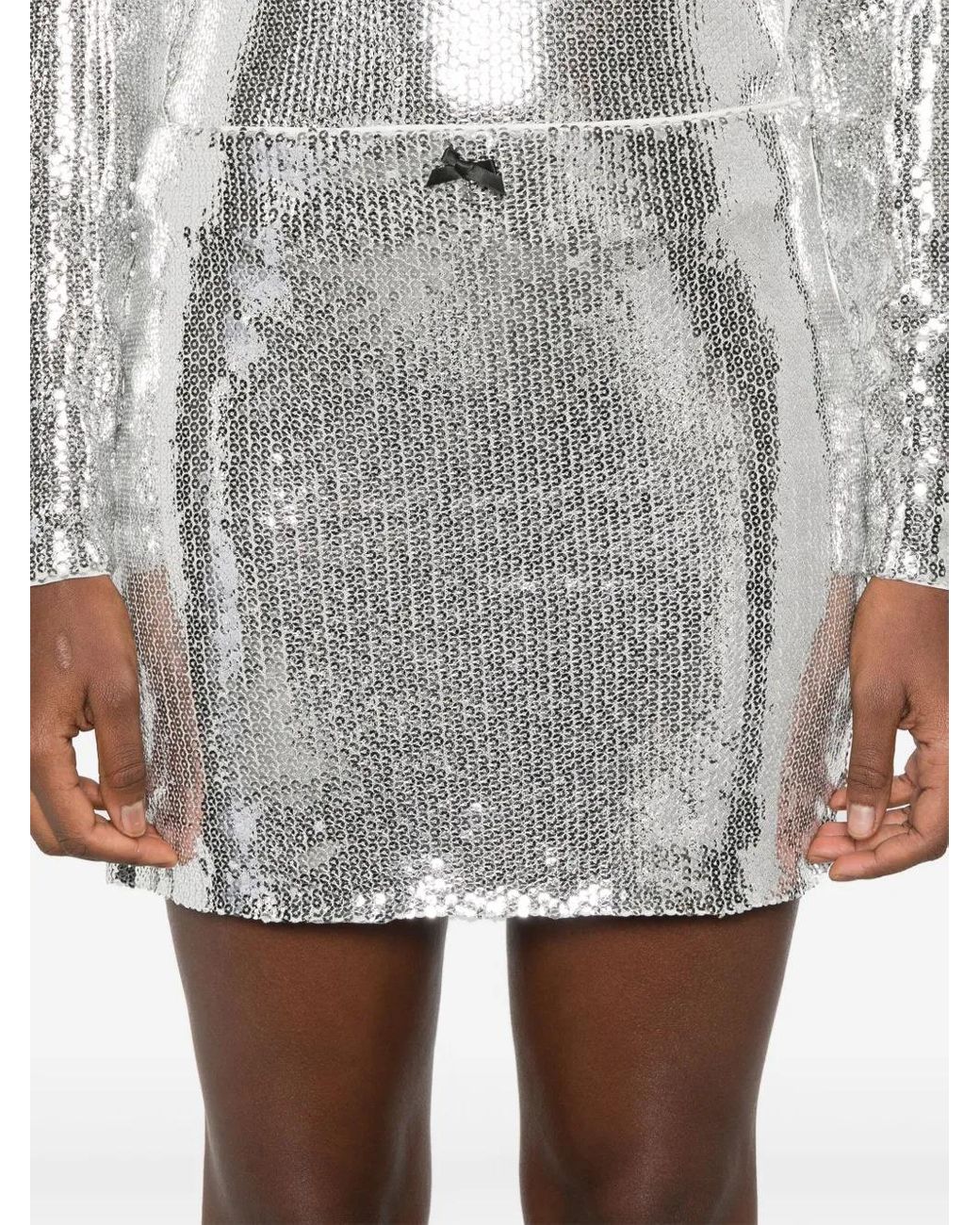 ROTATE BIRGER CHRISTENSEN Metallic Mid-Rise Sequin Mini Skirt