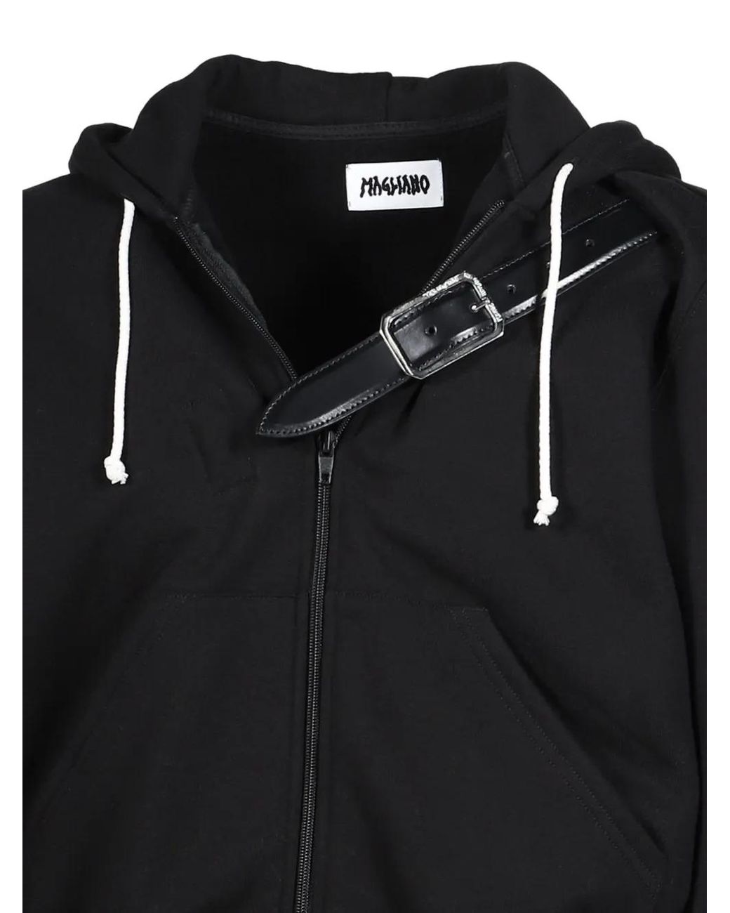 Magliano Black Provincia Buckle-Detail Cropped Hoodie for men