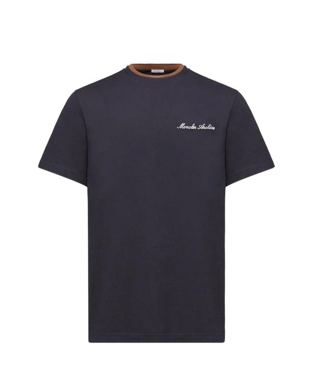 Moncler Blue Embroidered Logo Cotton T-Shirt