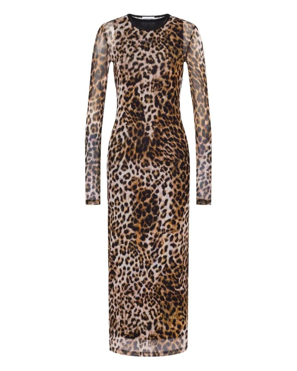 Moschino Natural Leopard-Print Maxi Dress