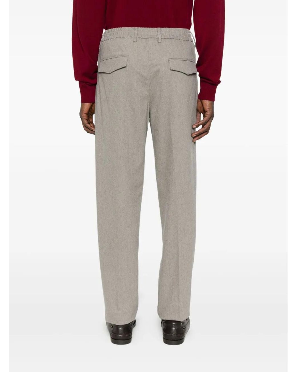 Eleventy Gray Pleated Drawstring Trousers for men