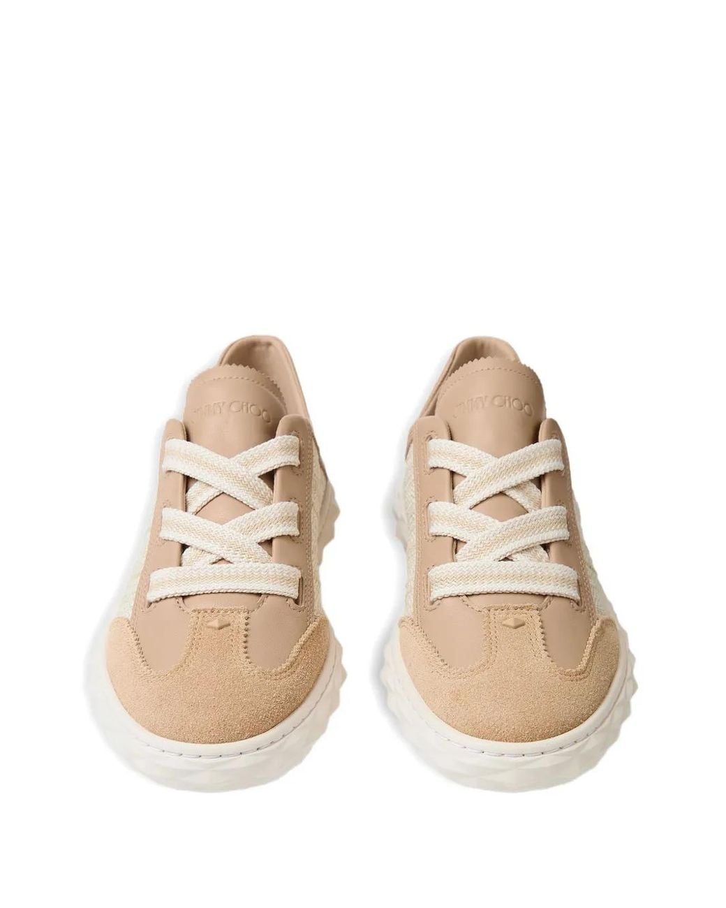 Jimmy Choo White Diamond Light Flex Fleather Mix And Fine Raffia-Effect Trainers