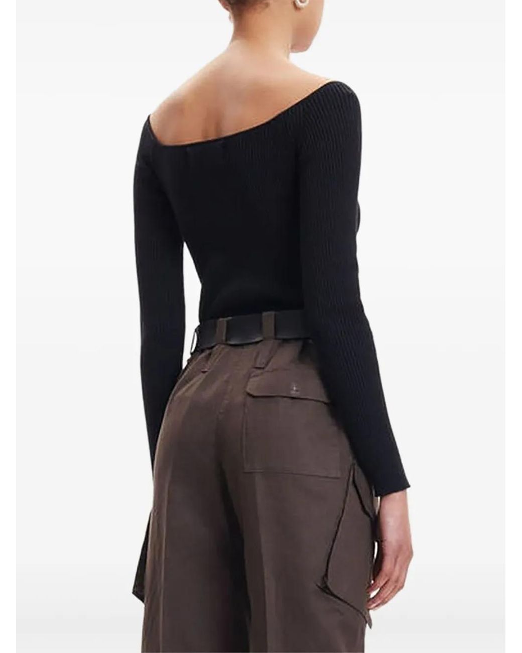 Samsøe & Samsøe Black Ribbed Scoop-Neck Top