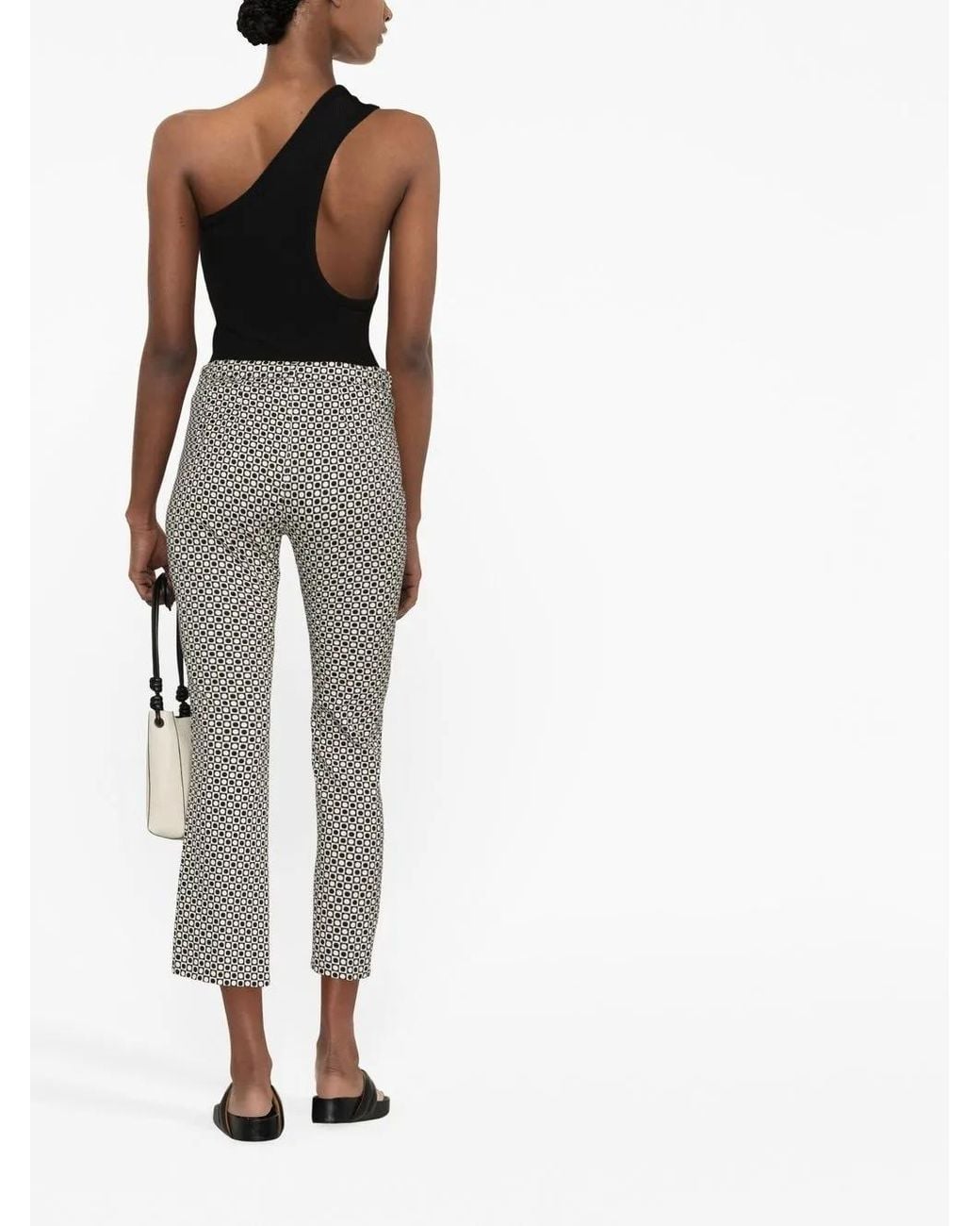 Max Mara Gray Geometric-Jacquard Tailored Trousers