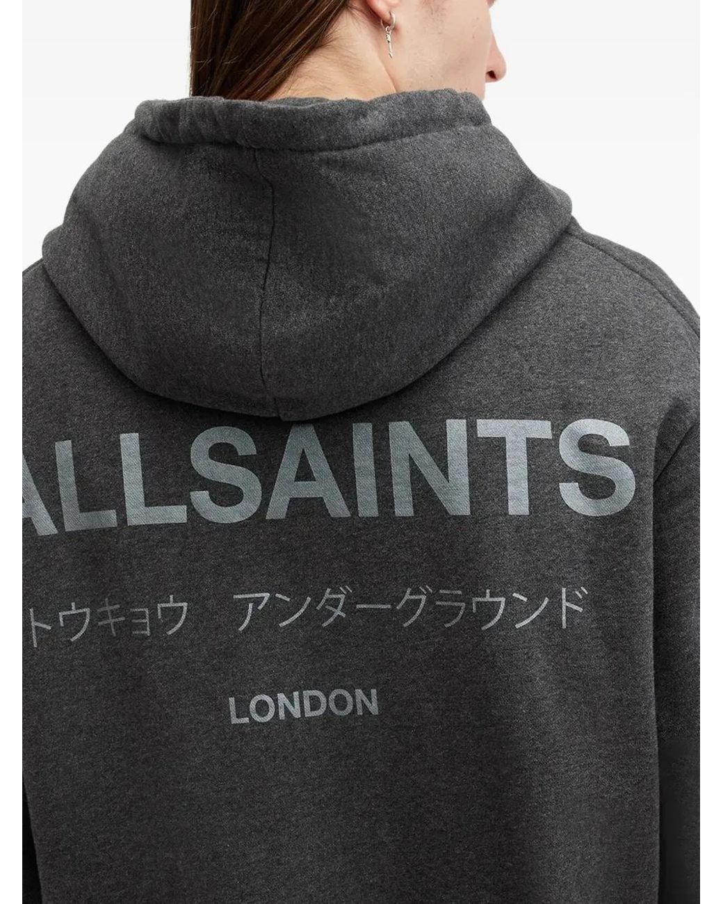 AllSaints Gray Underground Oth Hoodie for men