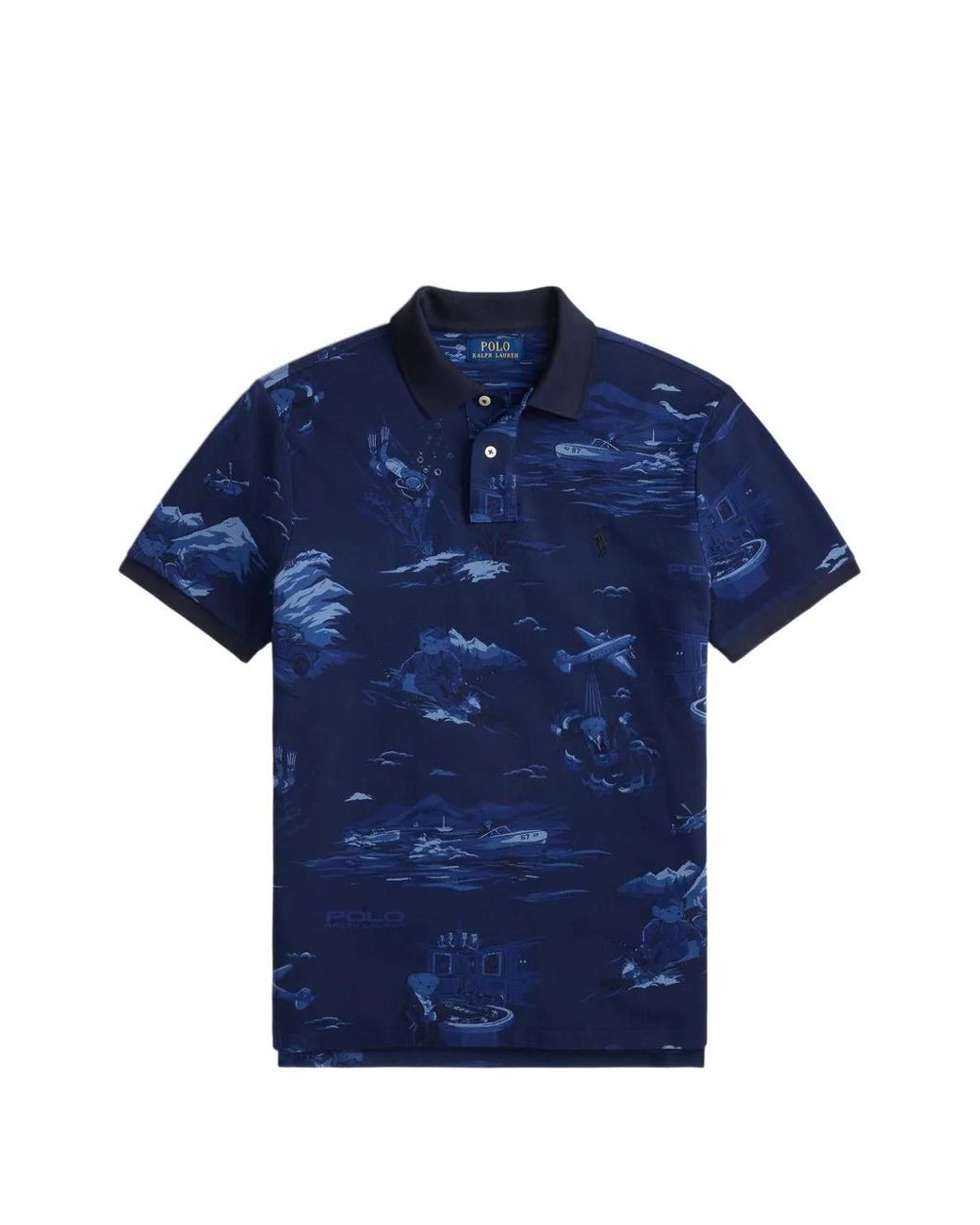 Polo Ralph Lauren Blue Patterned Polo Shirt for men