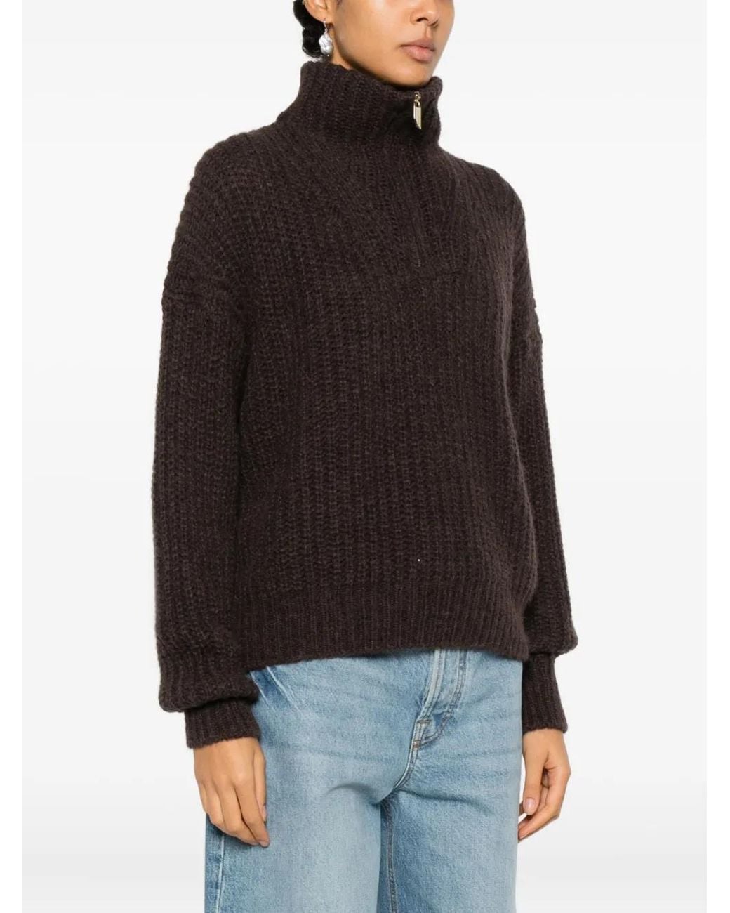 Ba&sh Brown Beltane Zip Sweater