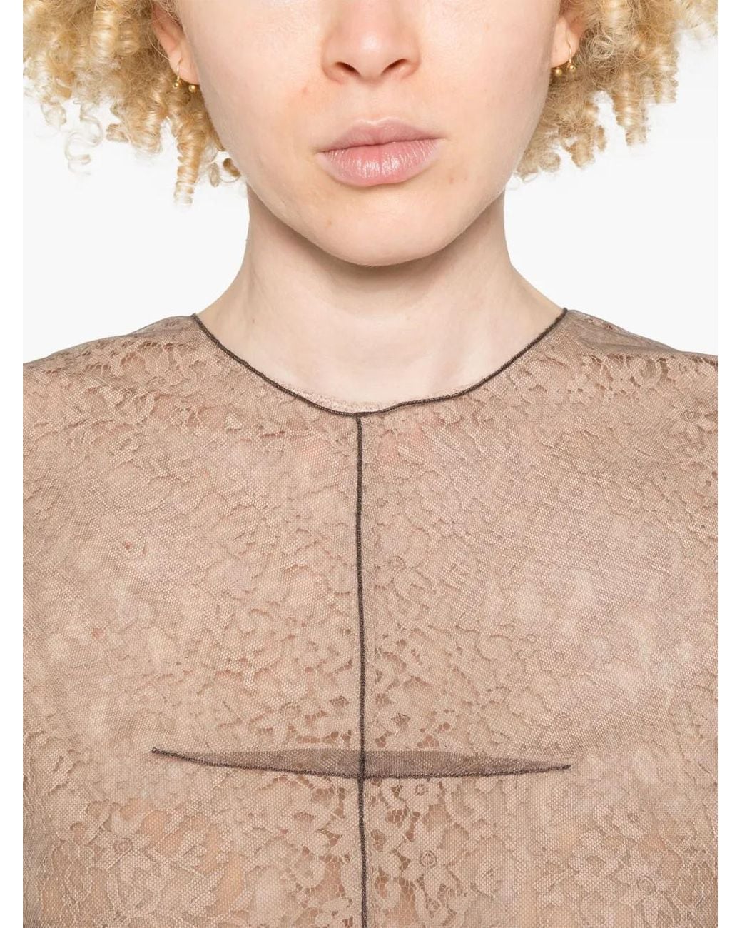 Fendi Natural Crew Neck Printed Top