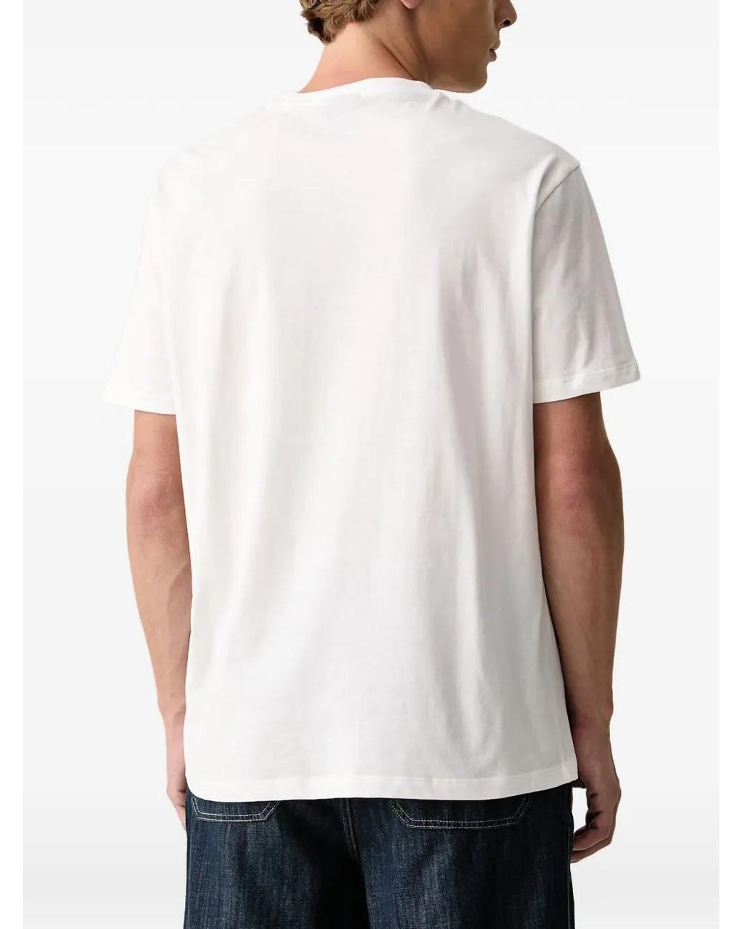 ARMANI EXCHANGE White Logo-Print Cotton T-Shirt for men
