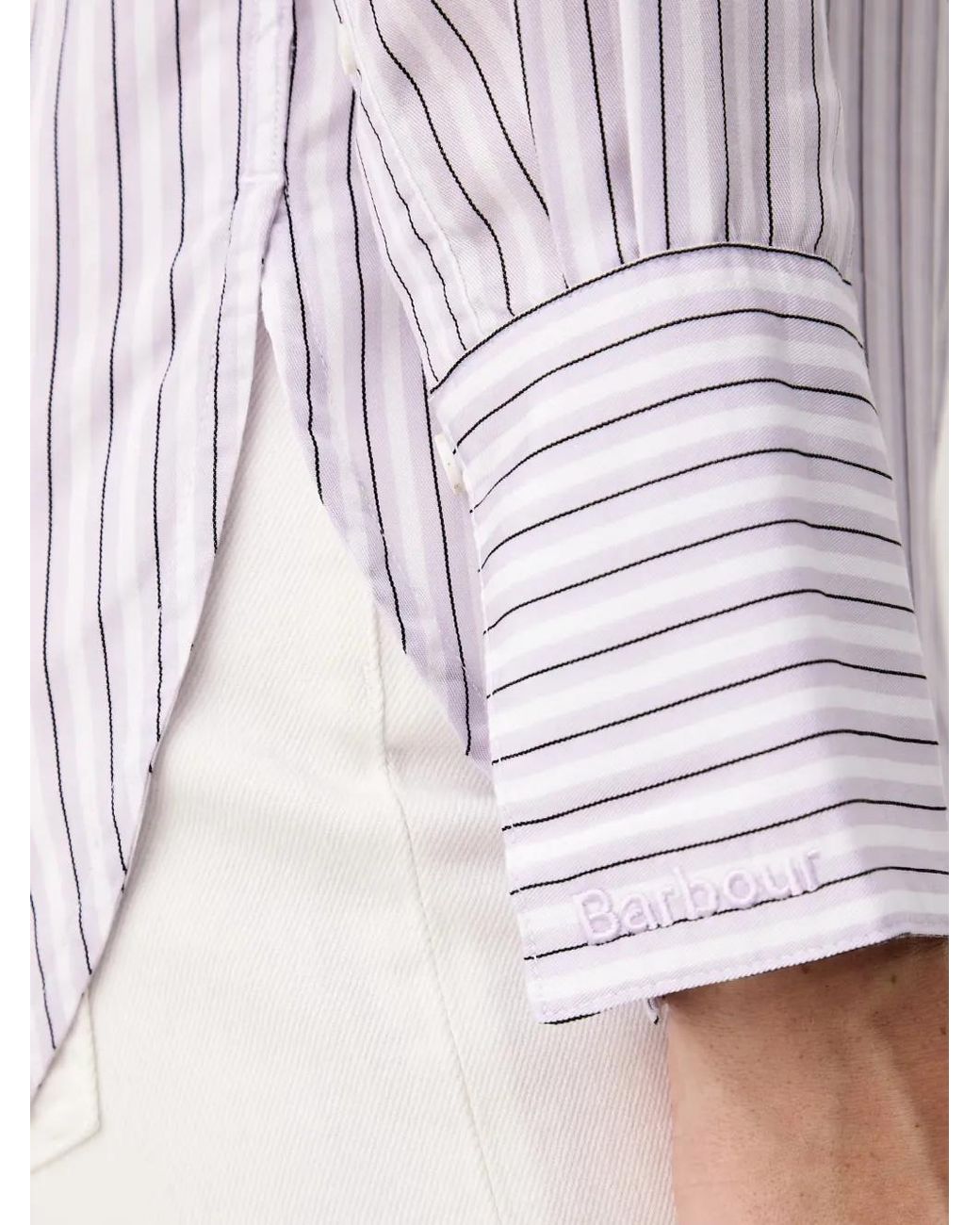 Barbour Purple Evangeline Vertical-Stripe Long-Sleeved Shirt