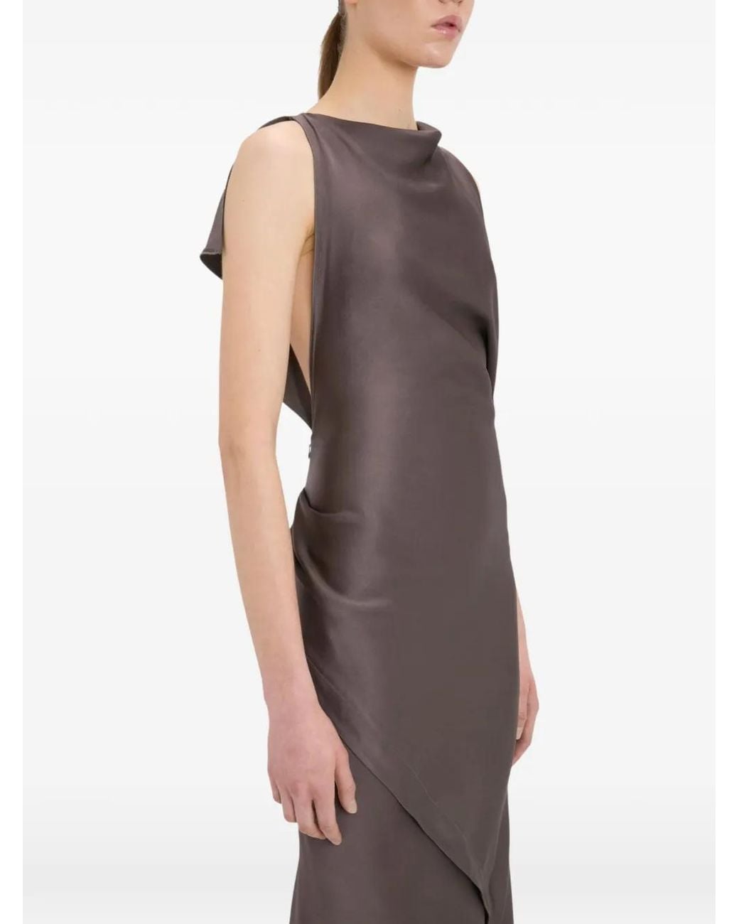 Victoria Beckham Brown Boat Neck Maxi Dress