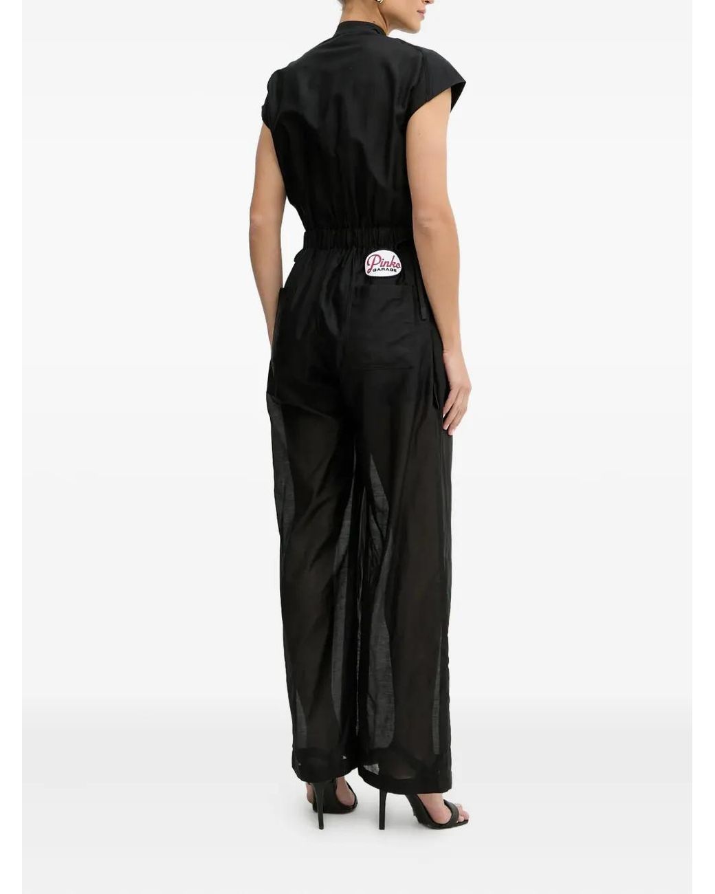 Pinko Black Embellished Zip-Front Jumpsuit