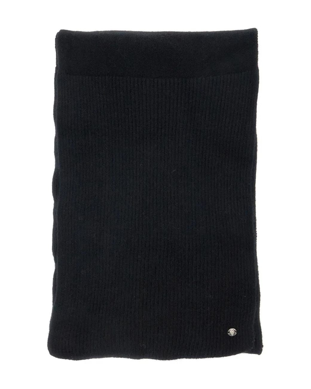 Helen Kaminski Black Reese Logo-Charm Ribbed Scarf