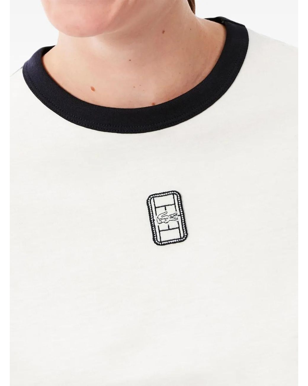 Lacoste White Embroidered Badge Jersey T-Shirt