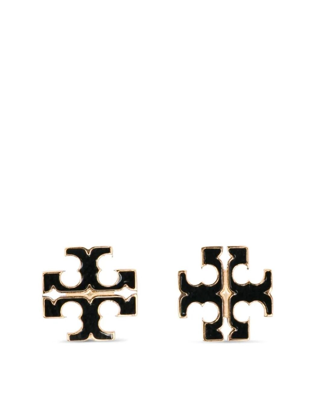 Tory Burch White Small Icon Enamel Stud Earrings