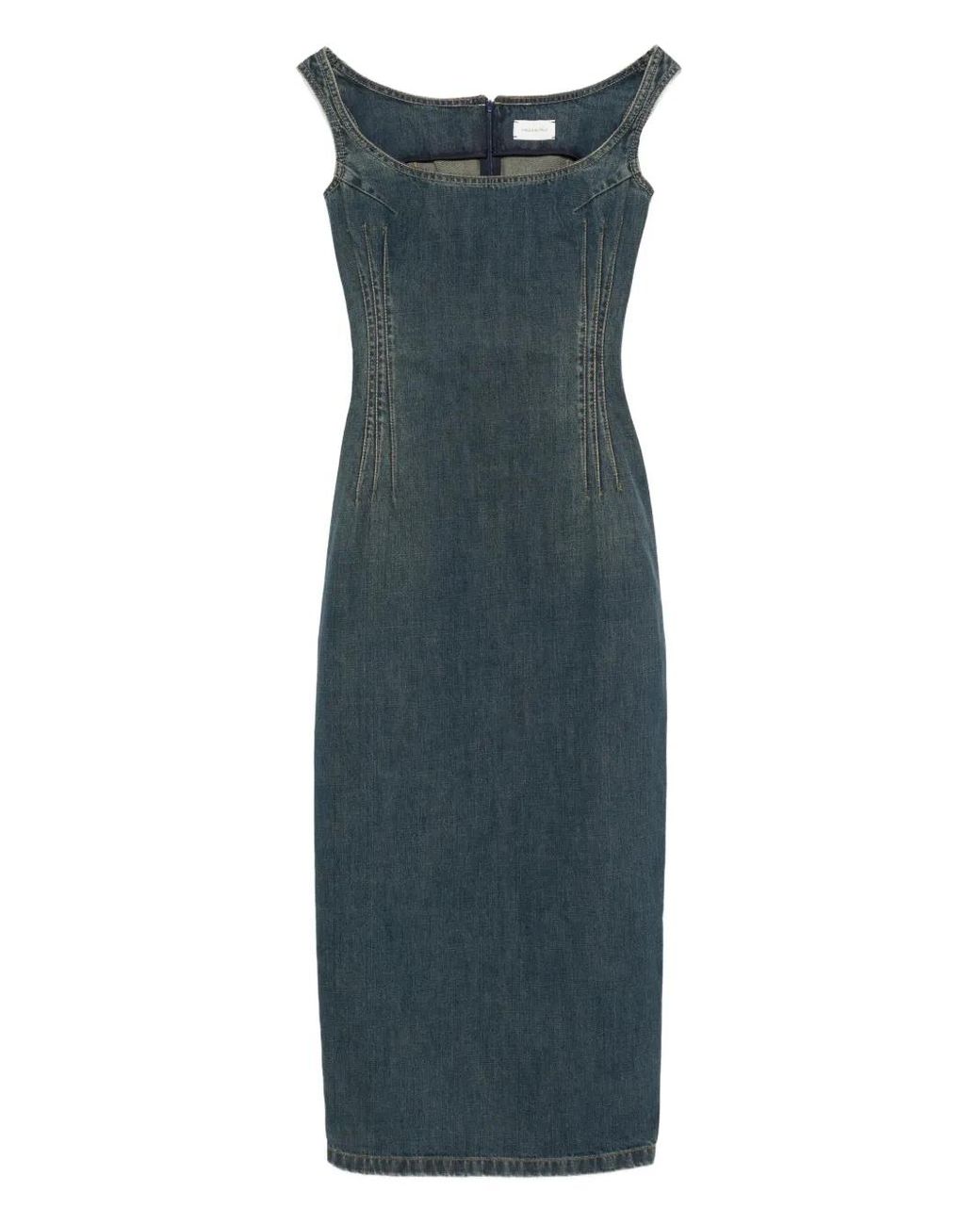 Magda Butrym Square-Neck Denim Dress in Blue | Lyst