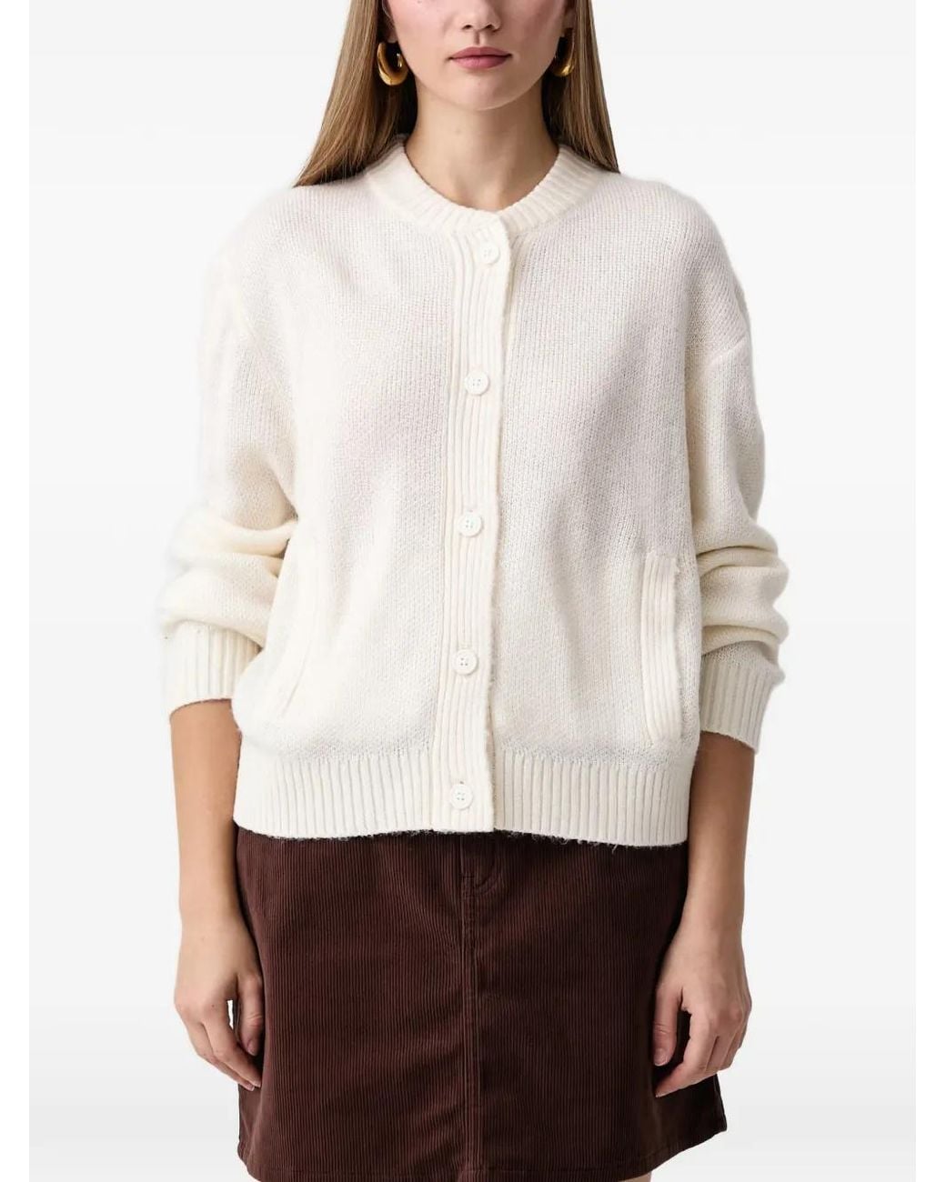 Vans White Teddy Round-Neck Cardigan