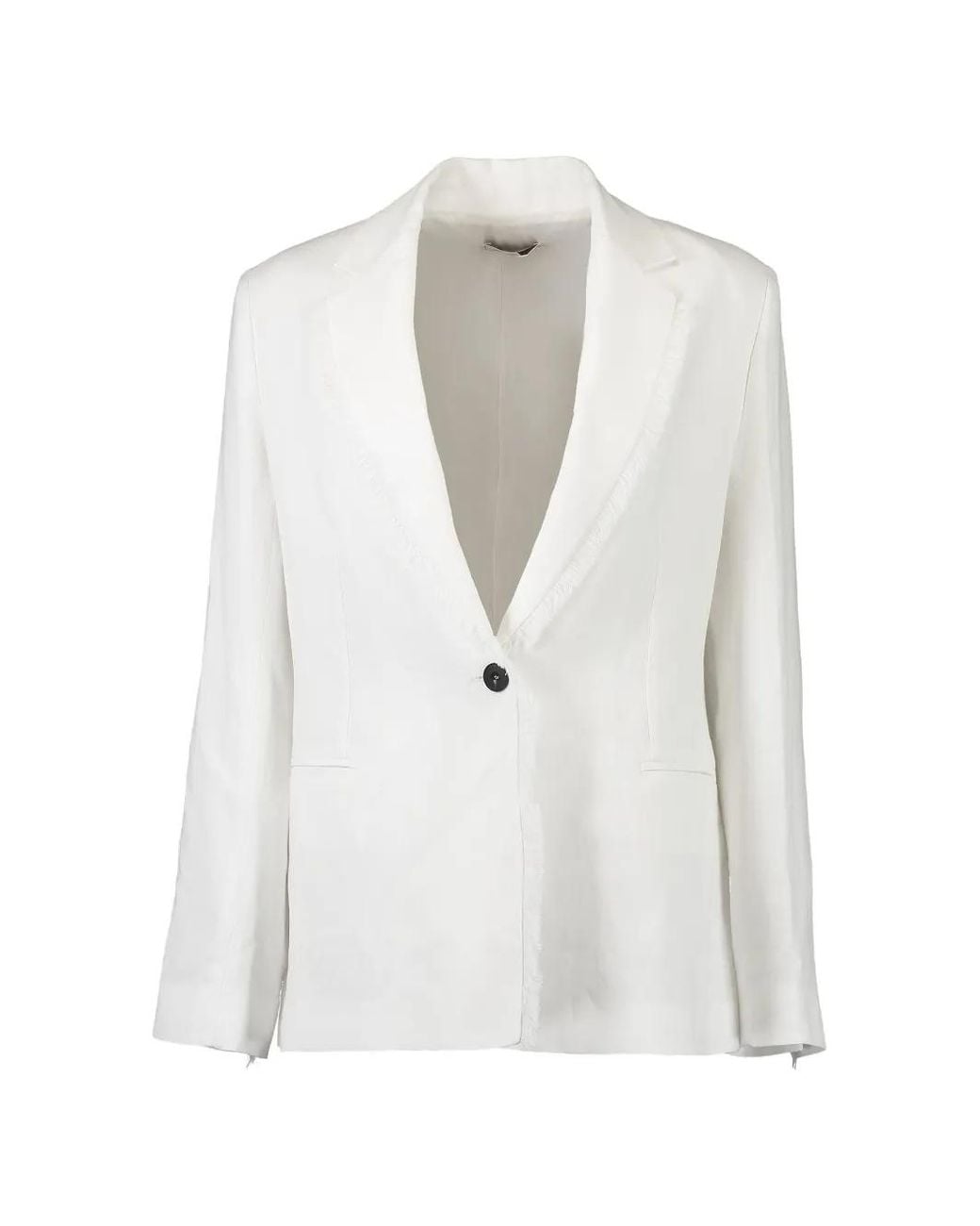 Antonelli White Finnegan Frayed-Trim Blazer
