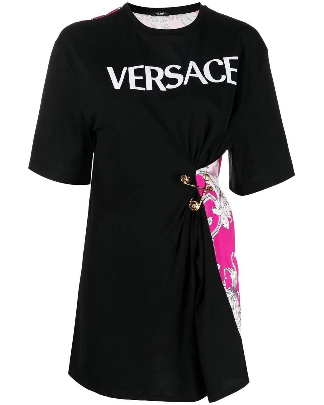 Versace Black Safety Pin Baroque-Print T-Shirt