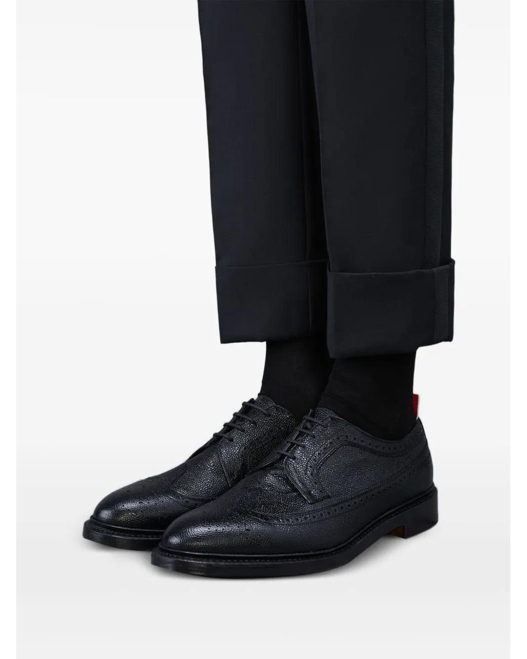 Thom Browne Black Pebble Lucido Leather Sole Longwing Brogues for men
