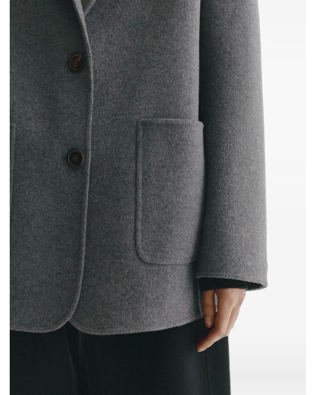Lisa Yang Gray Notched-Lapels Patch-Pocket Jacket