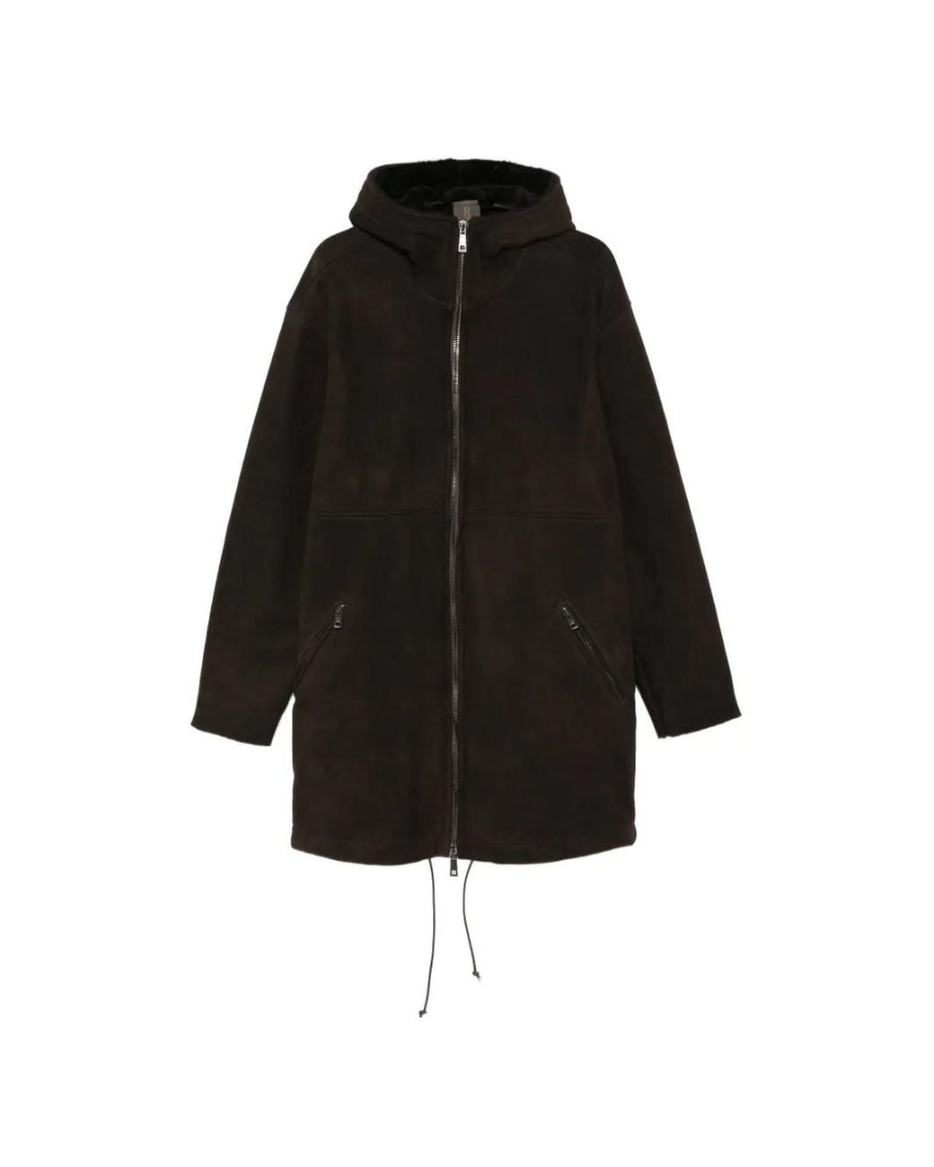 Giorgio Brato Black Hooded Shearling Jacket for men