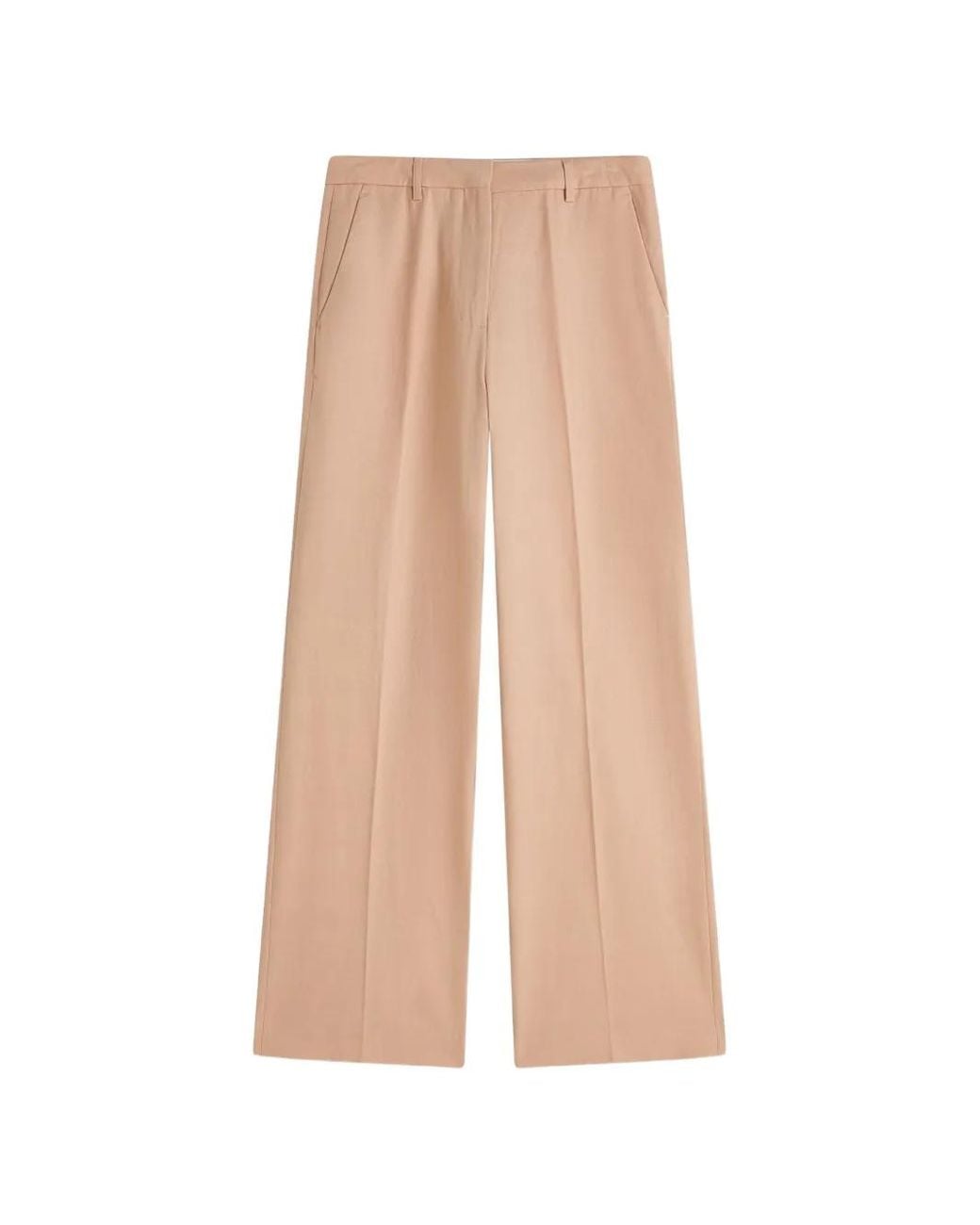 Scotch & Soda White Pressed-Crease Wide-Leg Trousers