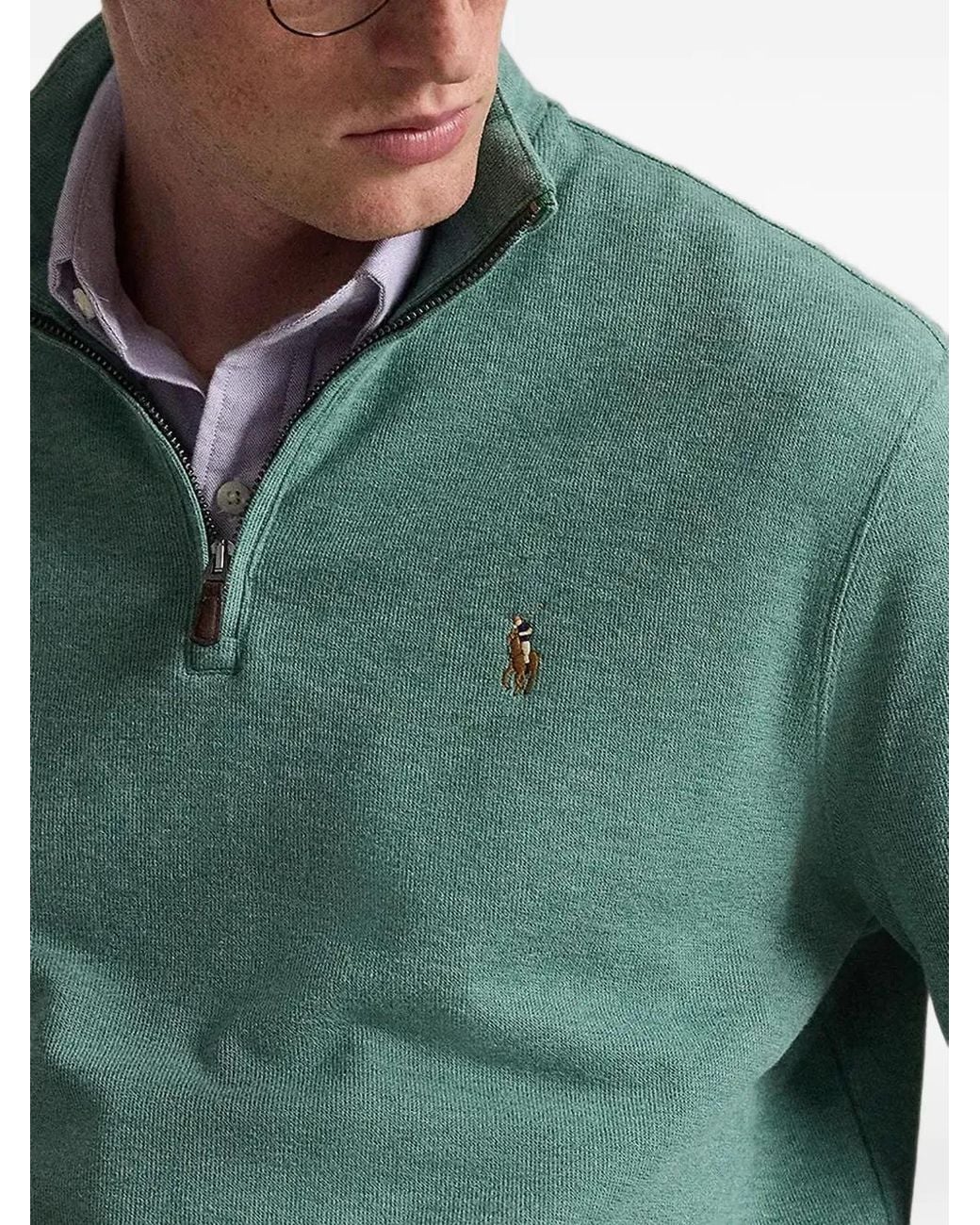 Polo Ralph Lauren Green Pull Côtelé Estate À Col Zippé for men