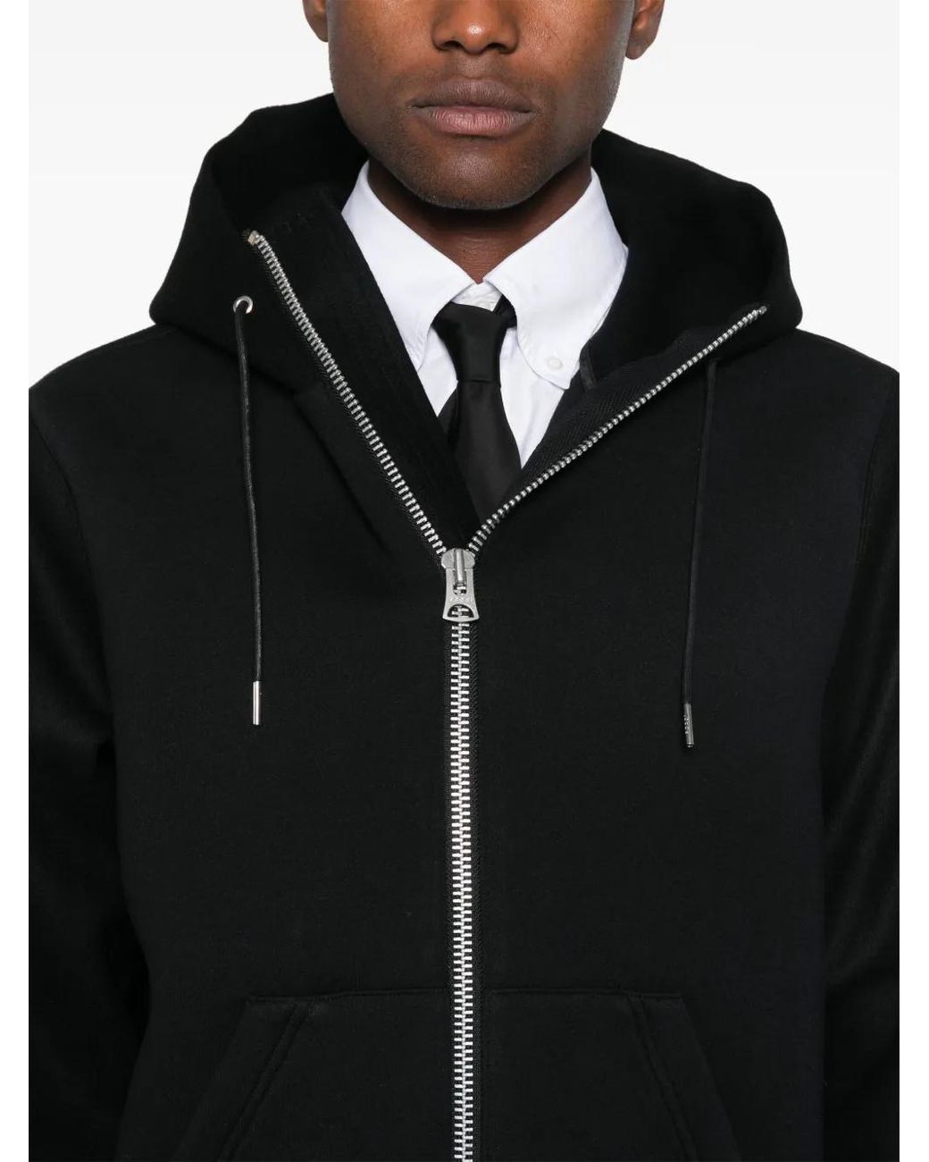 Sacai Black Panelled Hoodie for men