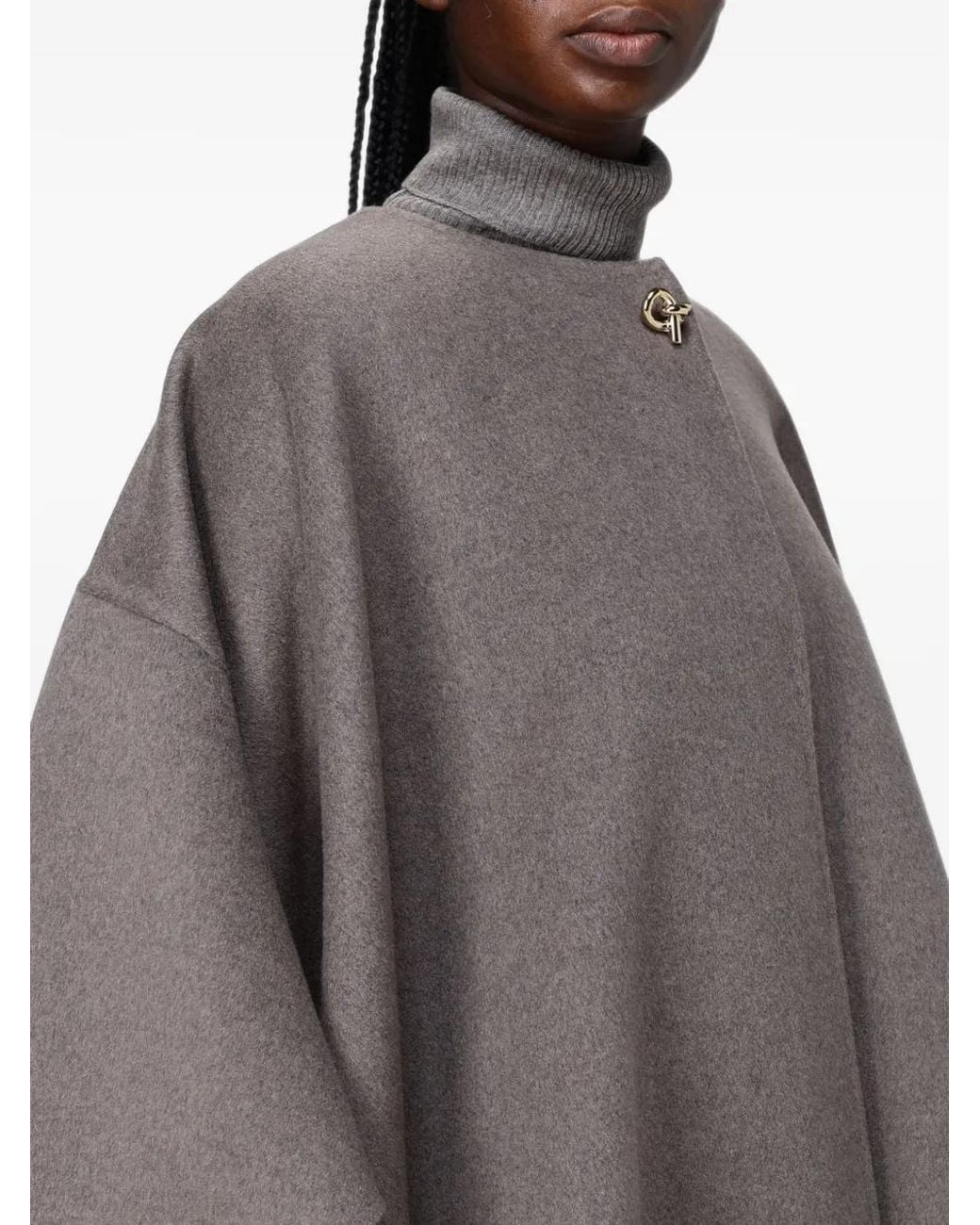 Fabiana Filippi Gray Monili-Embellished Cape Coat
