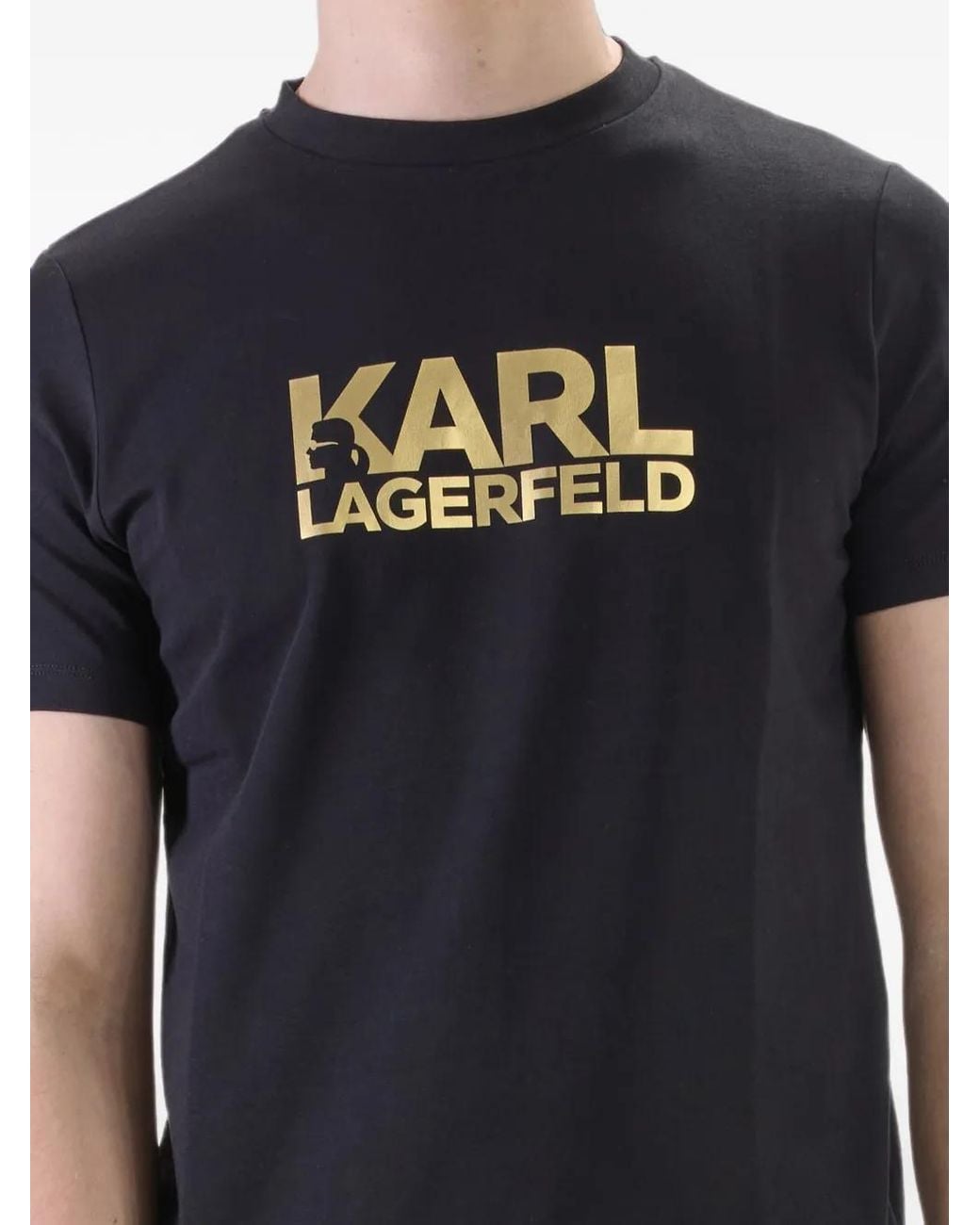 Karl Lagerfeld Black Logo-Print T-Shirt for men
