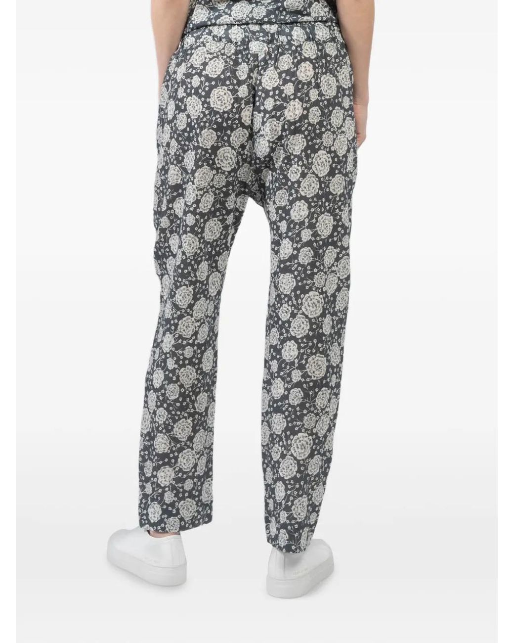 Xirena Gray Floral-Print Drawstring Trousers