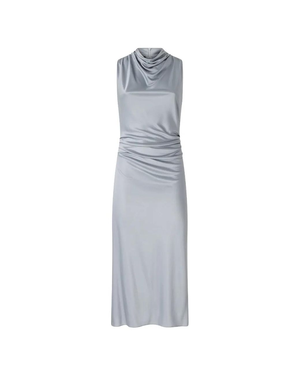 Pinko White Midi Sheath Dress With Draped Neck