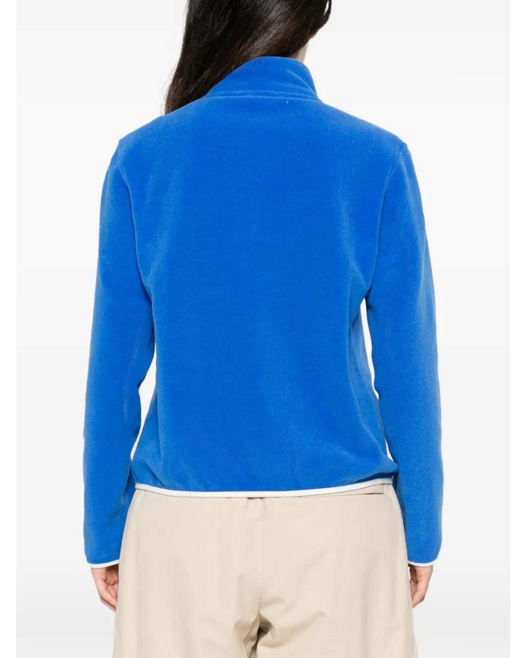 Sporty & Rich Blue Fleece-Texture Logo-Embroidered Sweatshirt