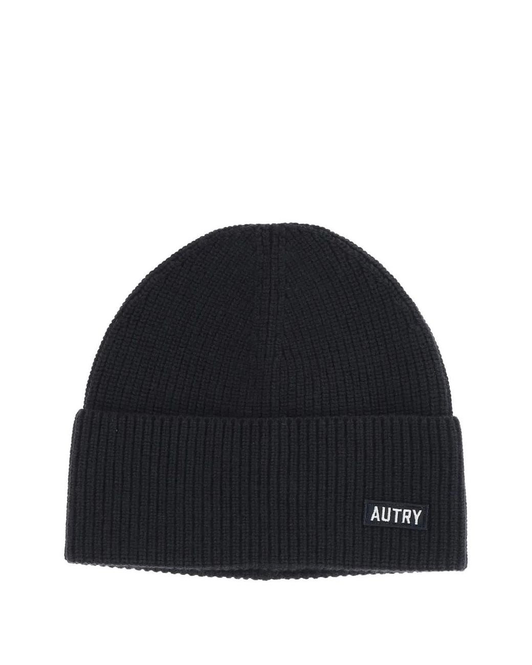 Autry Blue Ribbed-Knit Logo-Patch Beanie Hat