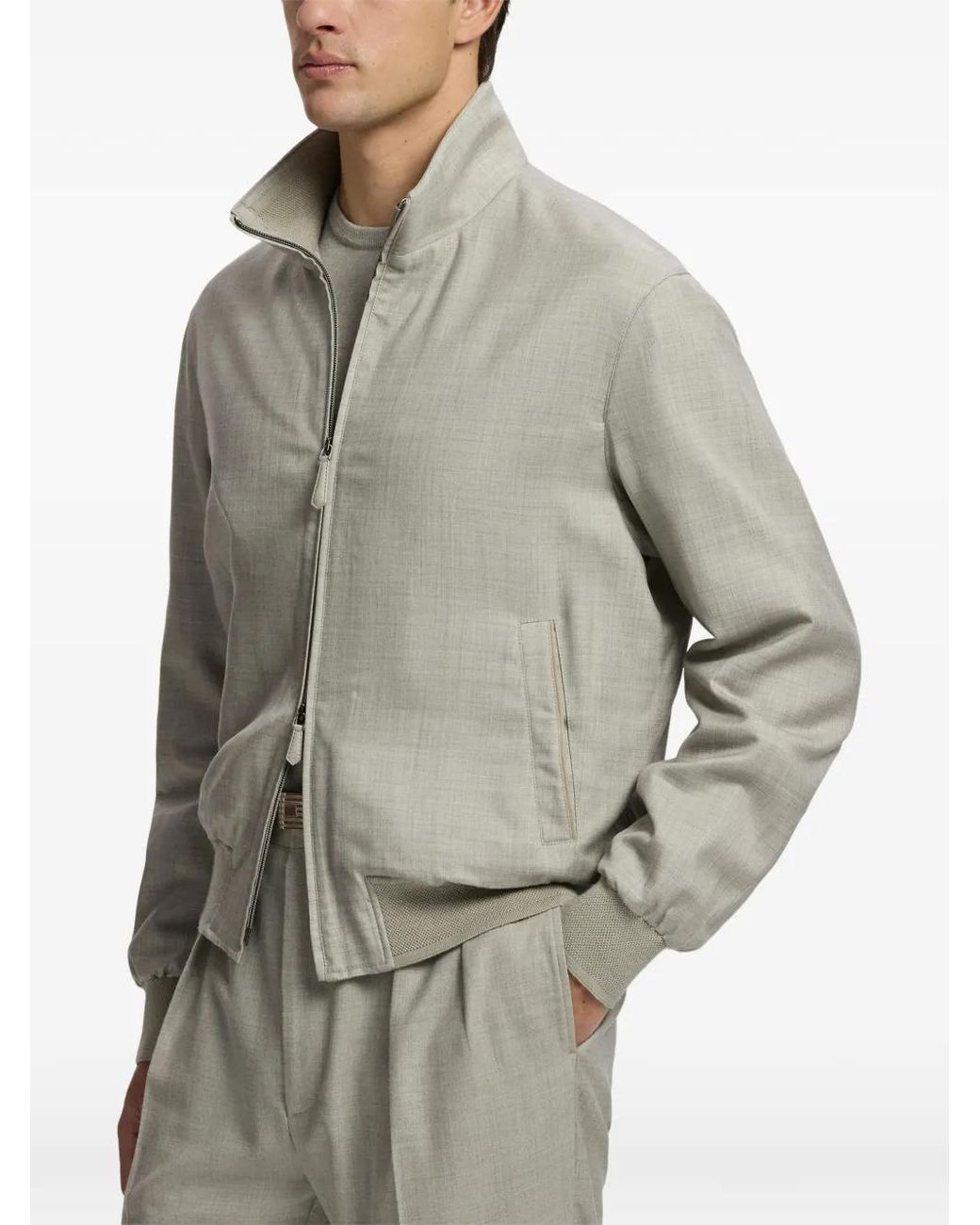 Ralph Lauren Gray Felton Twill-Cloth Bomber Jacket for men