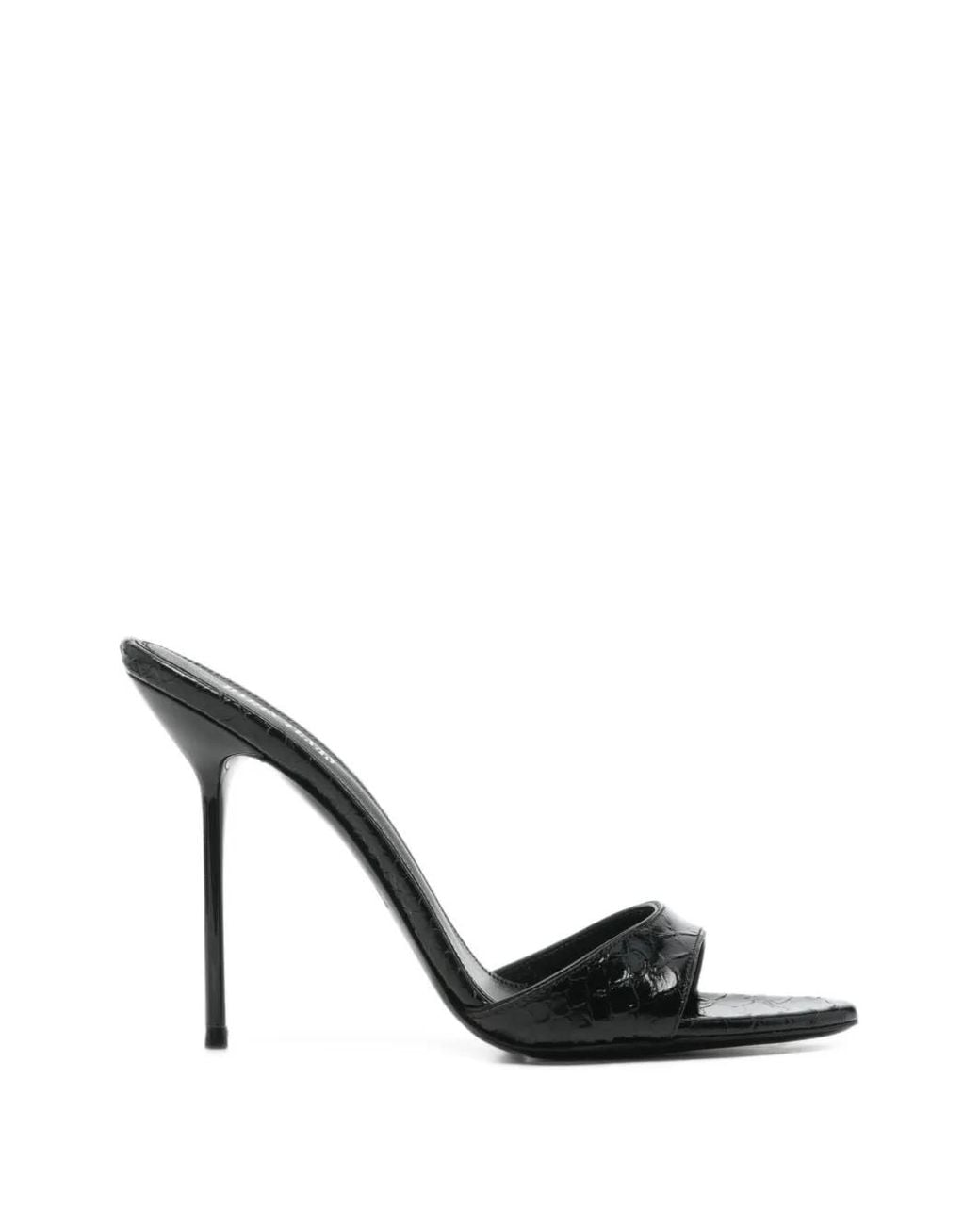 Paris Texas Black Lidia Crocodile-Effect Leather Sandals