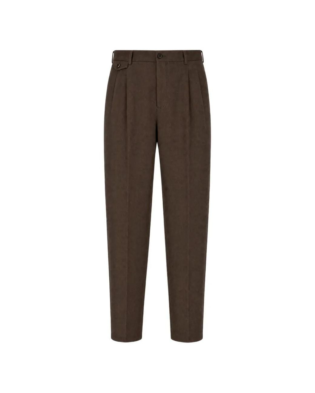 PT Torino Brown Pleated Twill Trousers for men
