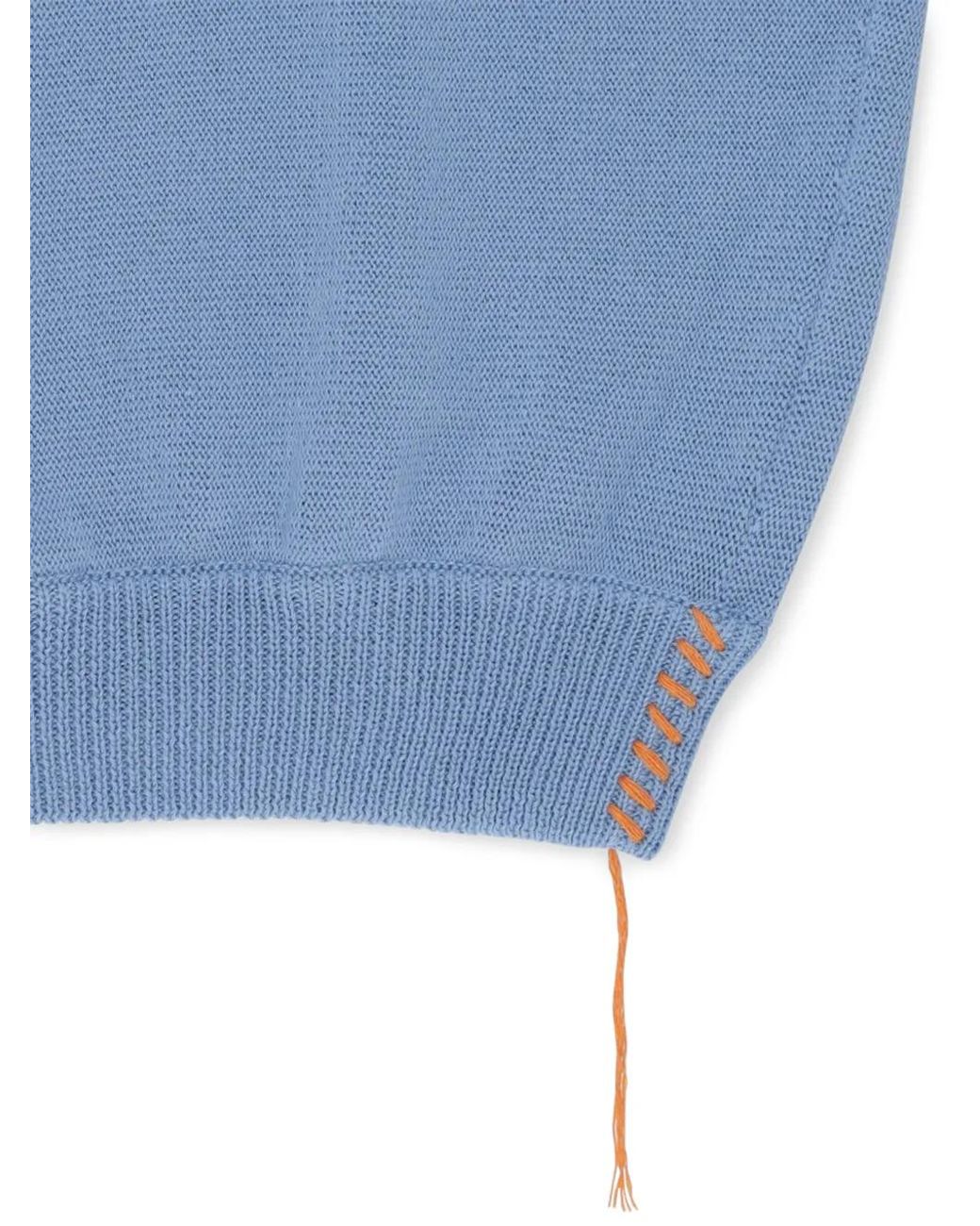Fortela Blue Ribbed Crew-Neck Sweater for men