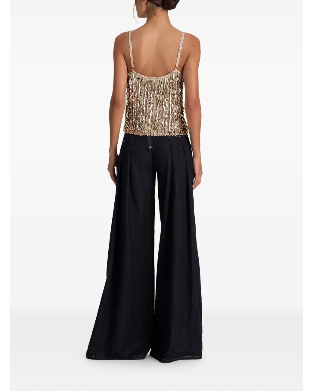 Alice + Olivia White Nicolette Sequin-Embellished Tank Top
