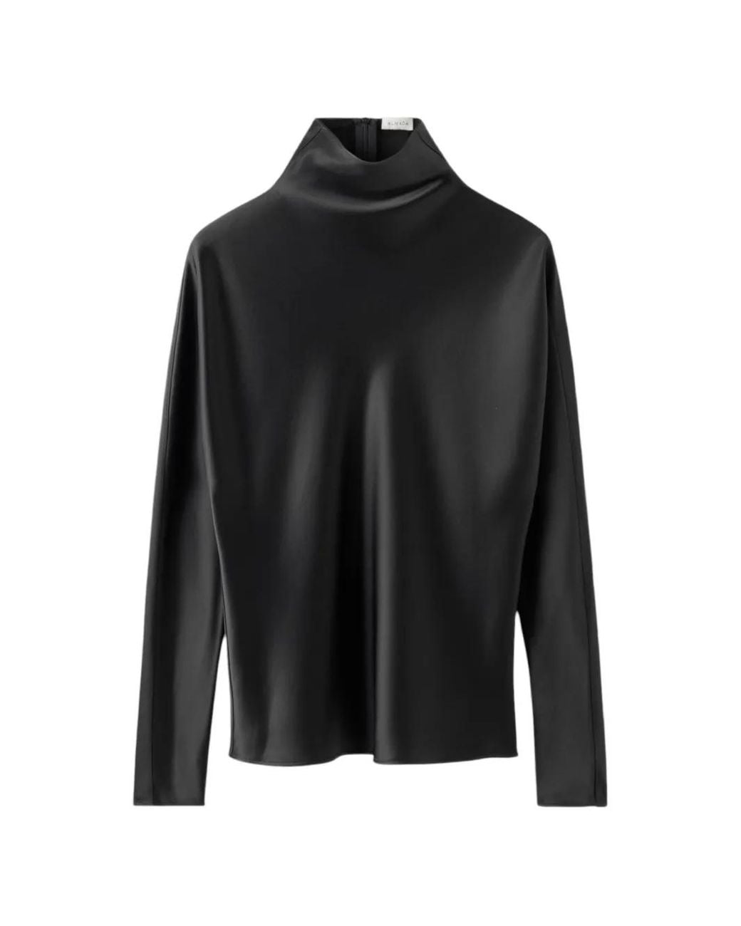 Almada Label Black Maddy High-Neck Satin Blouse