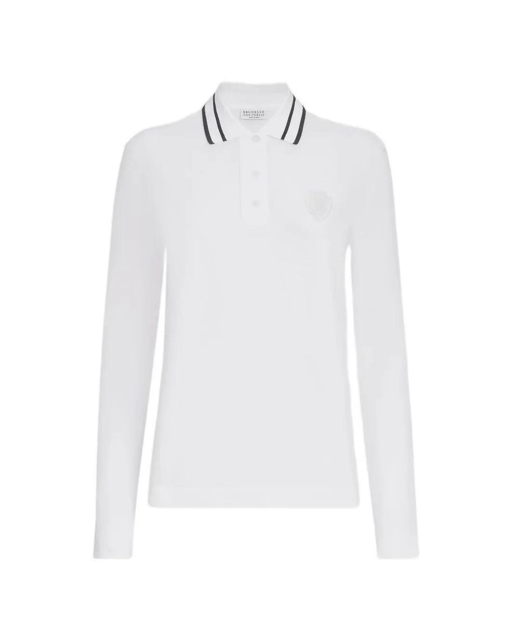 Brunello Cucinelli White Stretch Cotton Piqué Polo Shirt With Logo